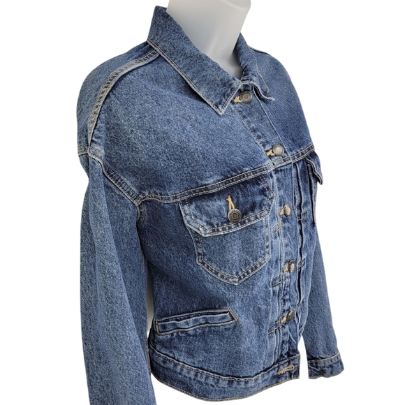 Old Navy Womens Cropped Jean Jacket 100% Cotton Denim Size M - Picture 9 of 10